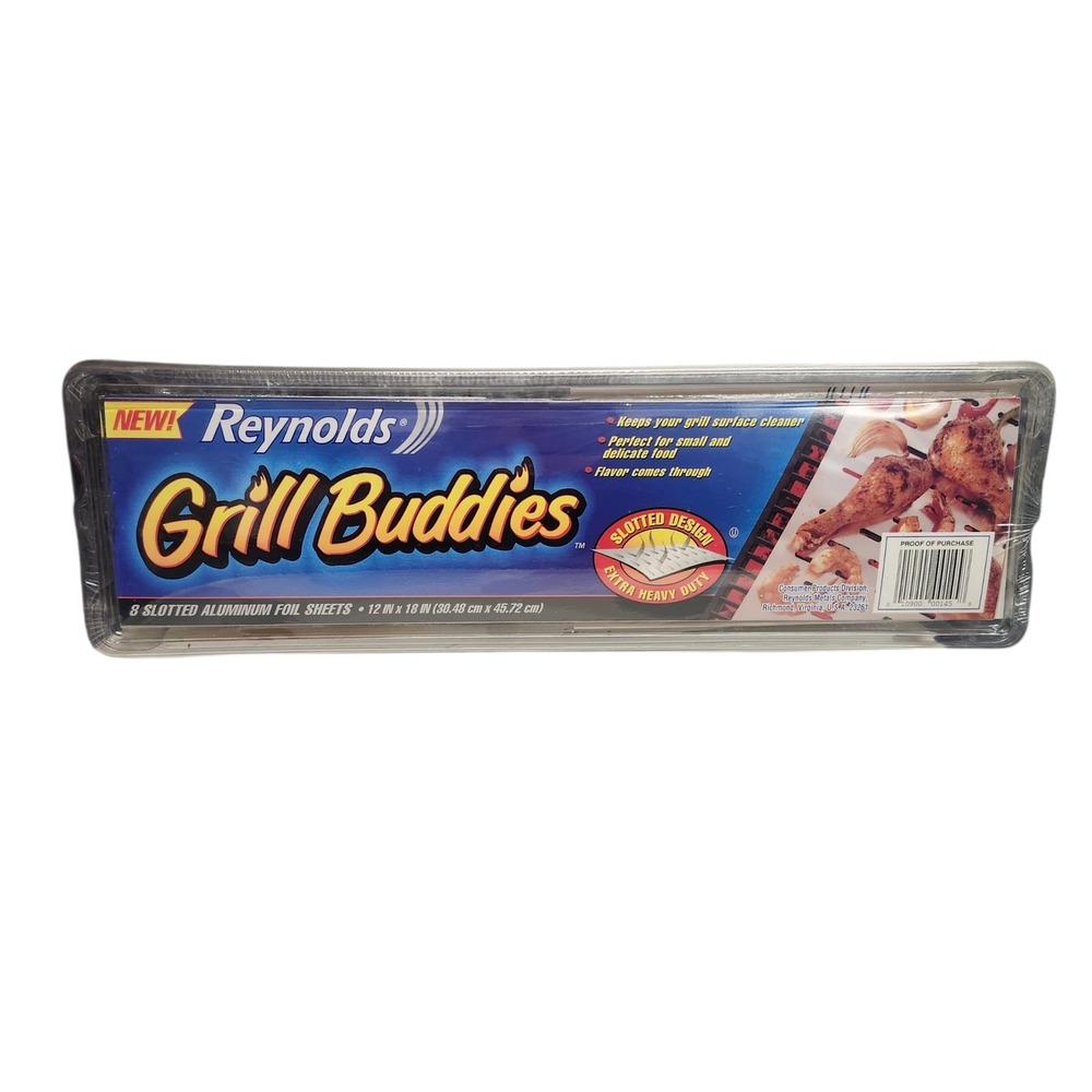 Reynolds Grill Buddies Slotted Aluminum Foil Sheets 8 Count Extra Heavy Duty NEW